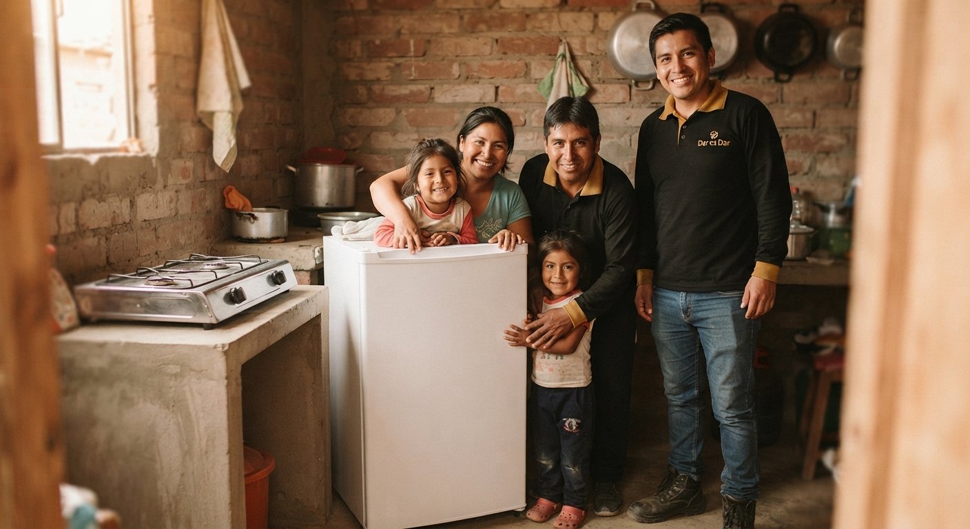 Recojo de una donación en la puerta de un hogar
