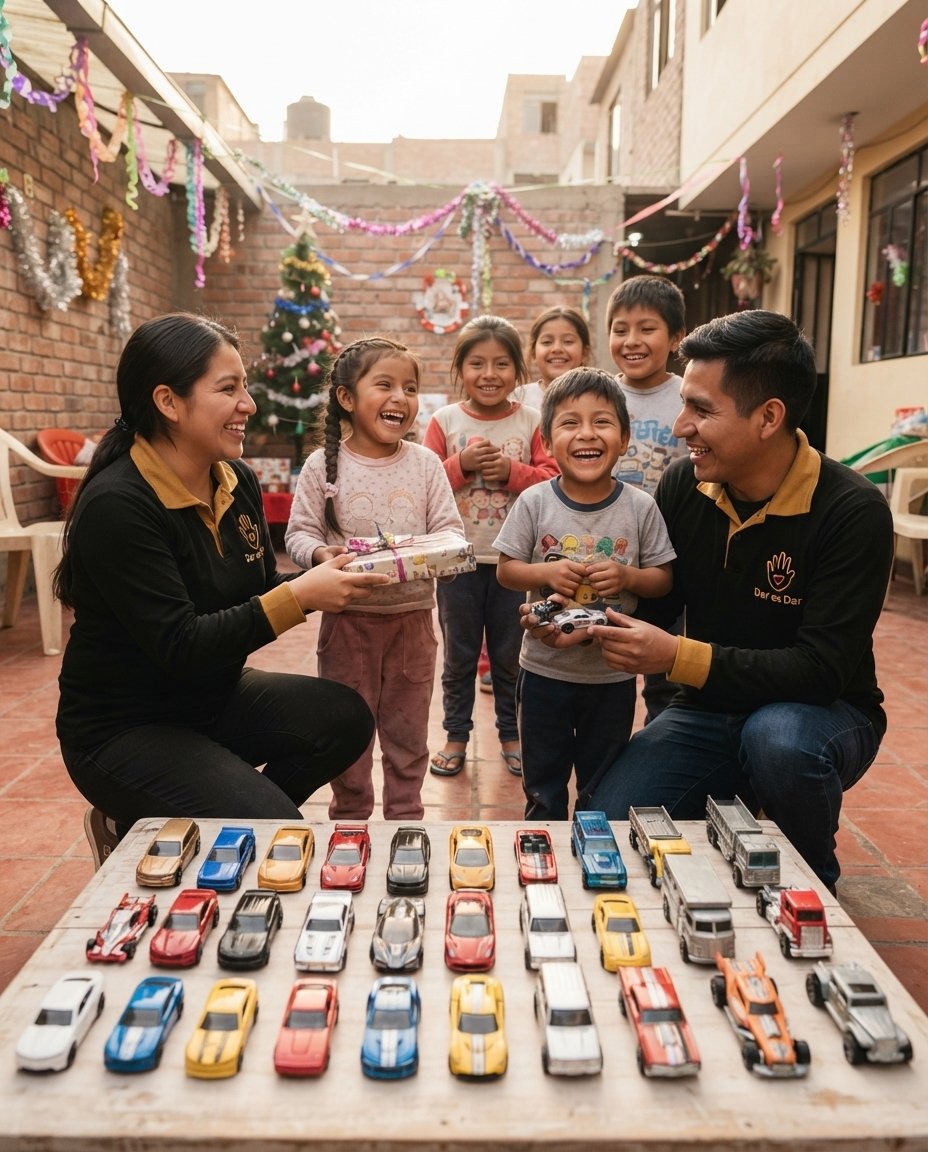 Carritos de juguete donados para los niños